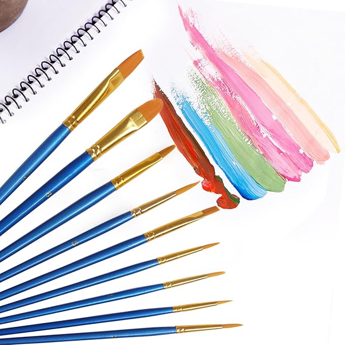Paint Brush Set, Nylon Hair Brushes for Acrylic Oil Watercolor Painting Artist Professional Painting Kits (8 Packs of 80PCS)