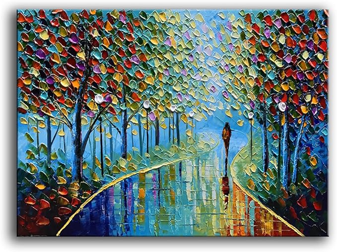 YaSheng Art -Landscape Oil Painting On Canvas Textured Tree Abstract Contemporary Art Wall Paintings Handmade painting Home Office Decorations Canvas Wall Art painting 24x36inch