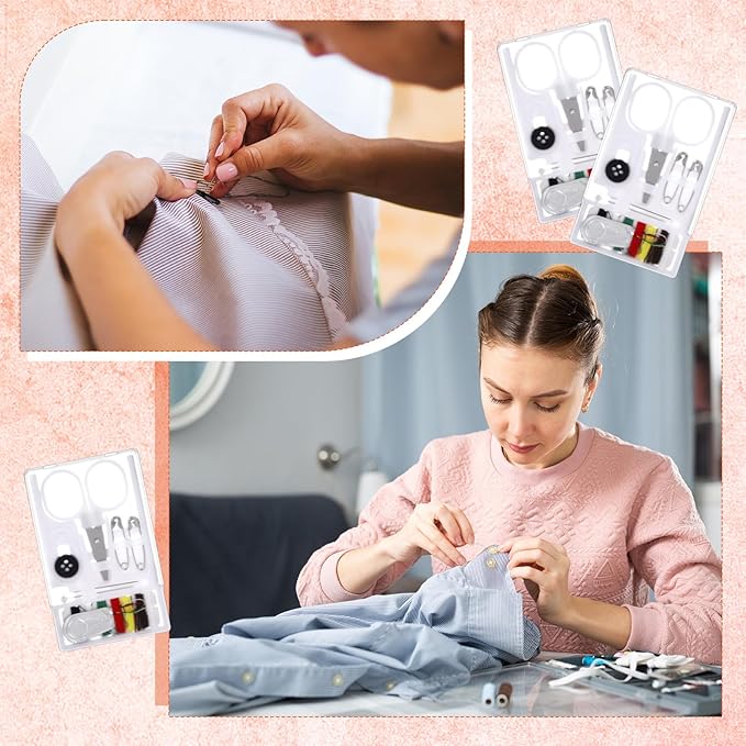 Knitgrip 100 Boxes Mini Travel Sewing Kit Quick Fix Sewing Kits Bulk Basic Portable Pre Threaded Needle Emergency Repair Tool for Christmas Gifts Beginner Traveler Home Hotel (White)