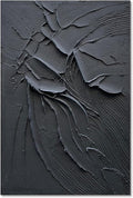 NANKAI Art Hand Painted Pure Black Wall Decoration Art Modern Minimalist Oil Painting 36x24 inch Vertical Thick Texture Wall Art Home Office Corridor Wall Art Decoration