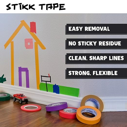 STIKK Painters Tape - 10pk Black Painter Tape - 1 inch x 60 Yards - Paint Tape for Painting, Edges, Trim, Ceilings - Masking Tape for DIY Paint Projects - Residue-Free Painting Tape