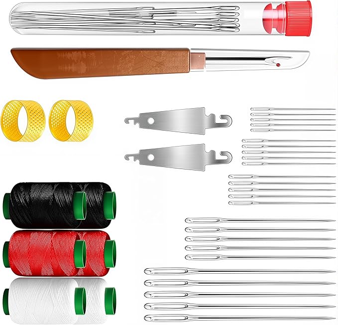 37PCS Sewing Tool Set, New Big Eye Steel Sewing Needles Kit, Stainless Steel Needles for Hand Sewing Kit, Portable DIY Hand Made Craft Set for Lovers