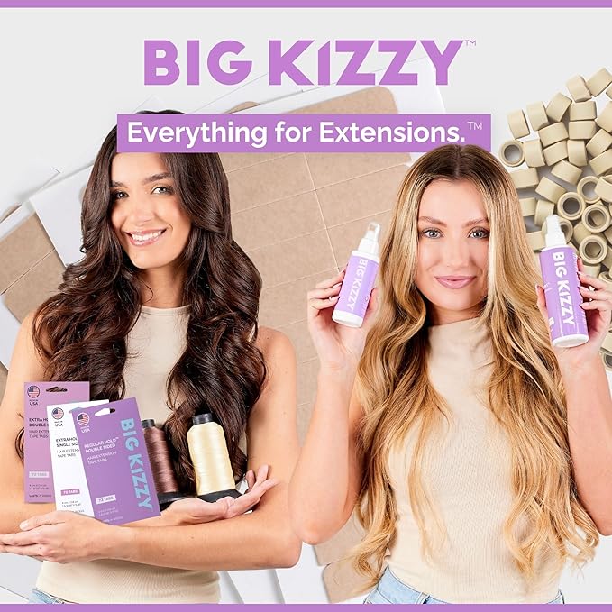 Big Kizzy Light Blonde 250m Nylon Thread for Hair Extensions, Sew in Human Hair Weft and Wigs - Non-Slip and Comfortable Hold for Hand and Machine Tied Weft