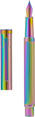 Asvine Hongdian Forest Fountain Pen Extra Fine Nib Rainbow Color with Converter and Metal Pen Box Set
