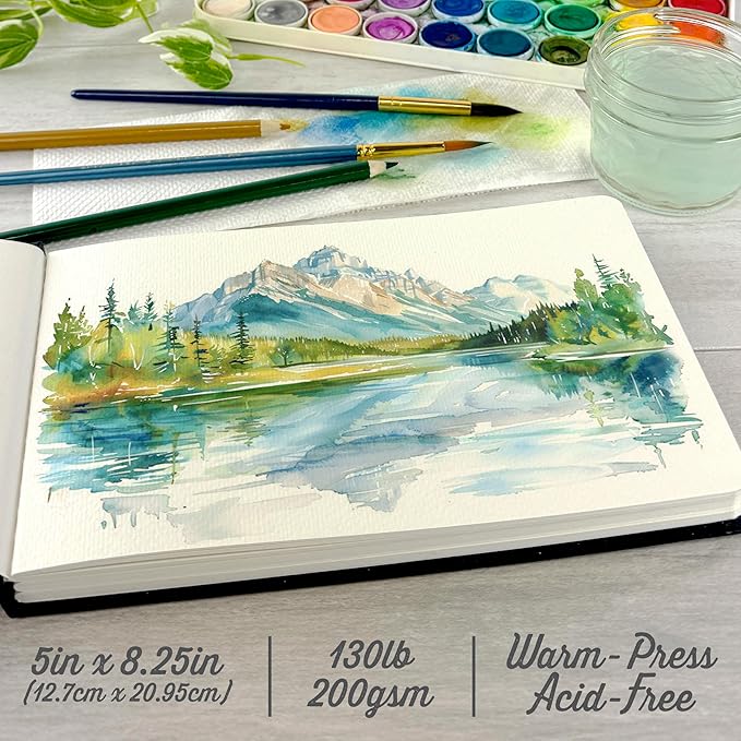 ArtSkills Watercolor Journal for Painting, 200 GSM Sketchbook with Watercolor Paper, 36 5” x 8.25” Sheets