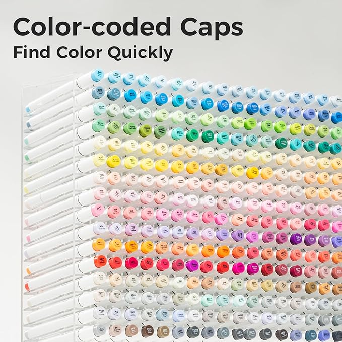 Ohuhu Alcohol Markers Brush Tip - 120-color AP Certificated Double Tipped Art Marker Set for Artist Adults Cozy Coloring Drawing Illustration - Brush and Fine Dual Tips - Honolulu B - Refillable