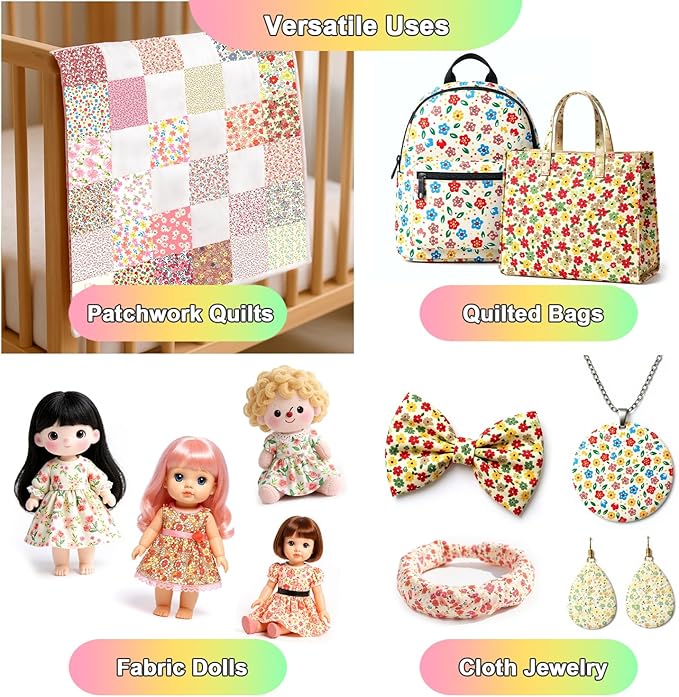 42 Pieces 10″ Pre-Cut Floral Prints Cotton Fabric Squares