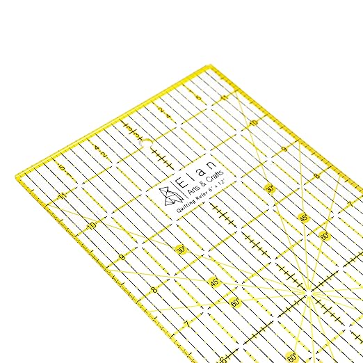 Elan 6 x 12 Inch Quilting Ruler, Fabric Ruler, Acrylic Rulers for Sewing, Quilting Rulers for Patchwork, Sewing Supplies and Accessories