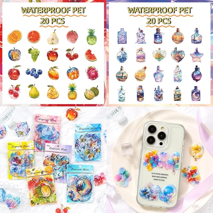 120 Pieces Exquisite Dreamy Vintage PET Sticker Set, Aesthetic Decorative Stickers for Scrapbooking, Journaling, Waterproof DIY Crafts, and Junk Journal Supplies