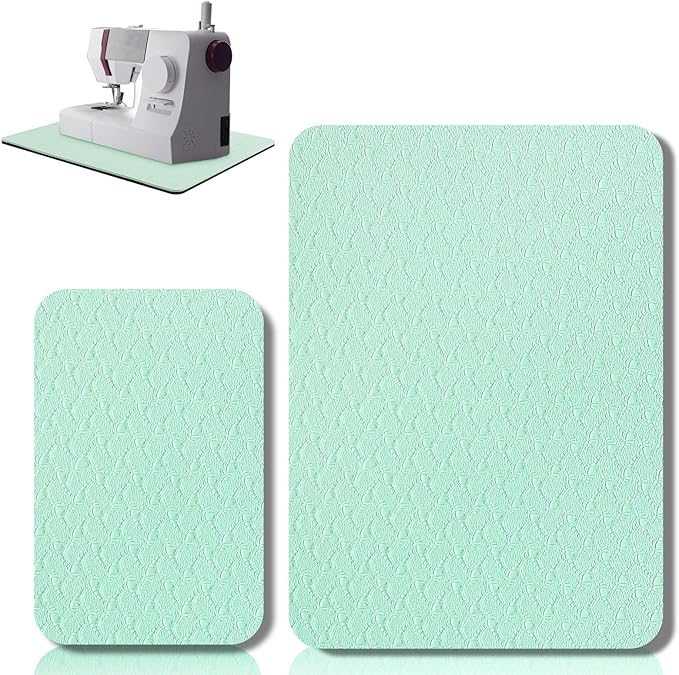 2 Pcs Sewing Machine Muffling Mat Pedal Sewing Mat Reduce Vibrations Noise No Slip Machine Accessories for Quilting(15'' X 20'' and 9'' X 14'',Green)