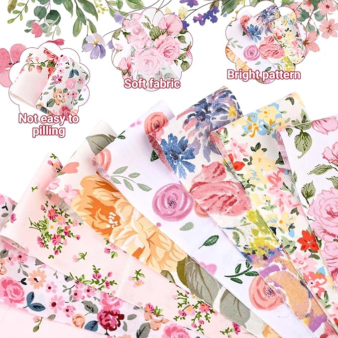 40 Pcs Pink Retro Floral Cotton Jelly Fabric Strips for Quilting Crafting Spring Summer Flower Precut Patchwork for Sewing DIY Crafts 2.55 Inch Cotton Fabric Bundles (Hydrangea)