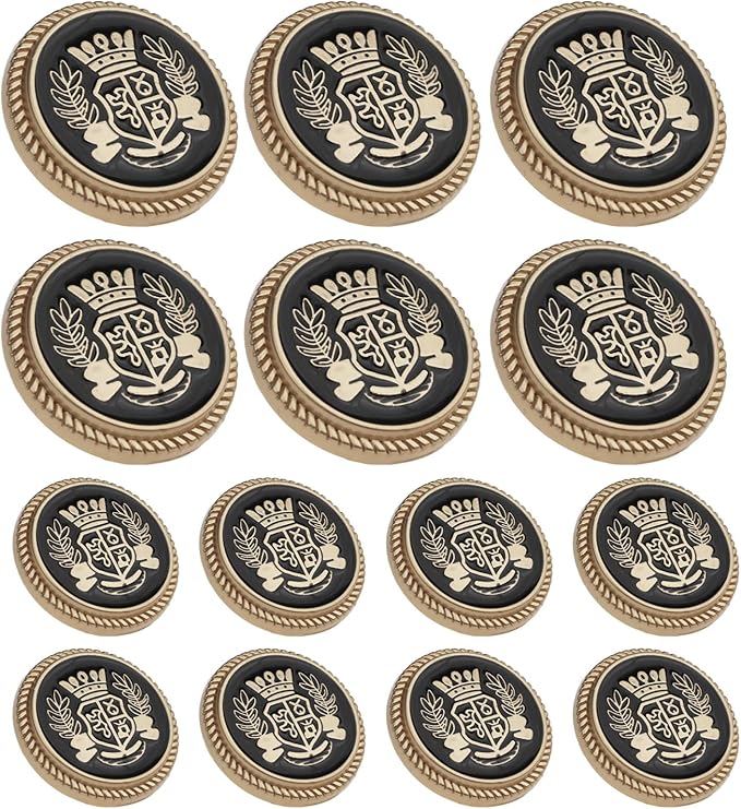 14PCS Gold Blazer Buttons for Men Replacement Buttons Suits Antique Gold Buttons for Blazer 23mm and 18mm Gold Button for Sport Coat, Uniform, Jackets Vintage Blazer Buttons Men