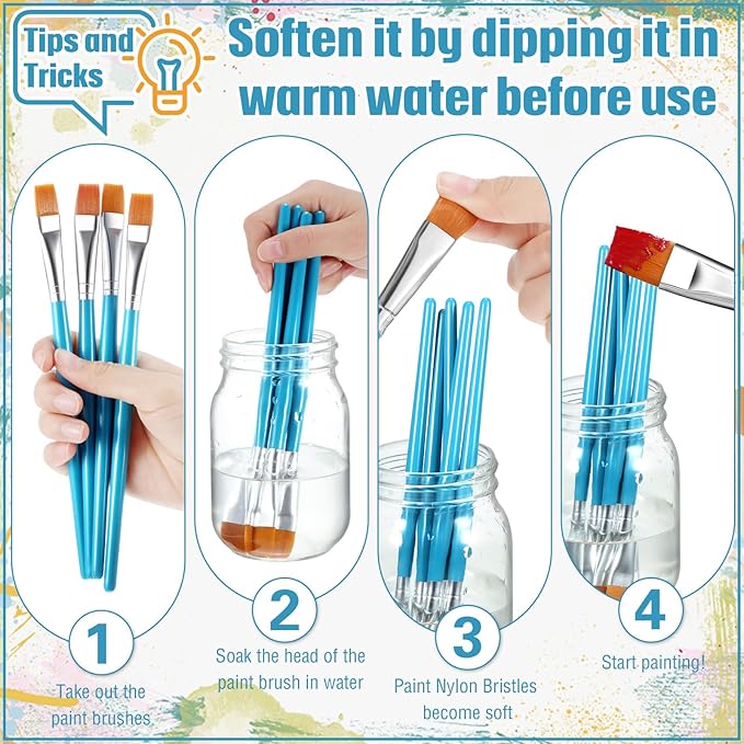 Zonon 20 Pcs Flat Paint Brushes Acrylic Painting Craft Accessories Classroom Prizes Gifts Small Watercolor Paint Brushes Bulk for Adult Artist Detail Oil Canvas Face(1/2 Inch,Blue)