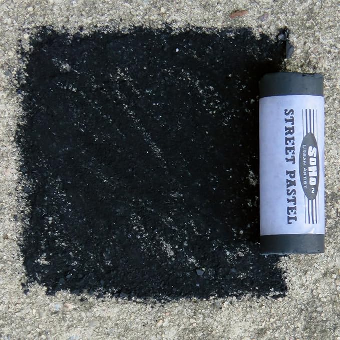 Soho Urban Artist Professional Oil Pastels - Jumbo Street Pastel Pack of 4 Deep Black, 1" Diameter, 2.7" Length, Non-Toxic, Brilliant Pigments, Ideal for Pavement, Less Crumbling than Sidewalk Chalk