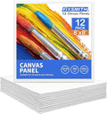 FIXSMITH Canvas Boards for Painting 8x8 Inch, Super Value 12 Pack White Blank Canvas Panels, 100% Cotton Primed, Painting Art Supplies for Professionals, Hobby Painters, Students & Kids
