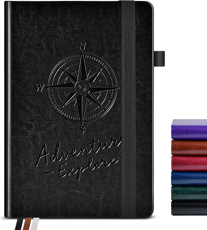 Lined Journal Notebook for Women Men, 160 Pages, A5 Hardcover Vintage Leather Journaling Notebooks for Work, School, Note Taking, Travel, Bible Study, Daily Diary for Writing 5.8"x8.5" (Black)