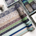 12 Rolls Washi Masking Tapes Set, Japanese Decorative Writable Vintage Washi Masking Tape for DIY Crafts Arts Scrapbooking Planners