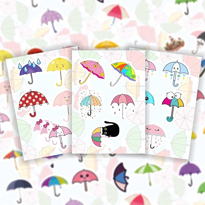 BulbaCraft Umbrella Stickers for Water Bottle and Laptop - Umbrella Party Supplies & Decorations, Waterproof Vinyl Decals, Weather and Fun Stickers, Gifts for Women & Men