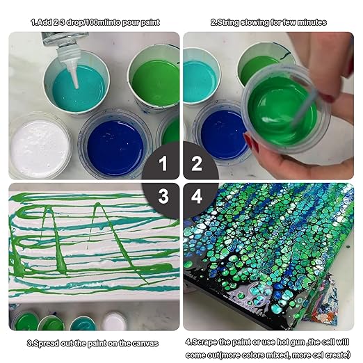 Art Silicone Pouring Oil for Acrylic Paint – 100% Pure High-Grade Silicone Oil for Dramatic Cell Creation, Precision Tip for Easy Control