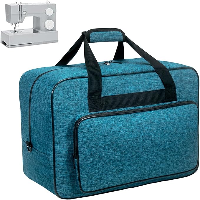 Sewing Machine Carrying Case，Sewing Machine Carrying Case Tote Bag，Universal Tote Storage Bag with Pockets and Handles, Suitable for Most Standard Singer (PEACOCK BLUE)