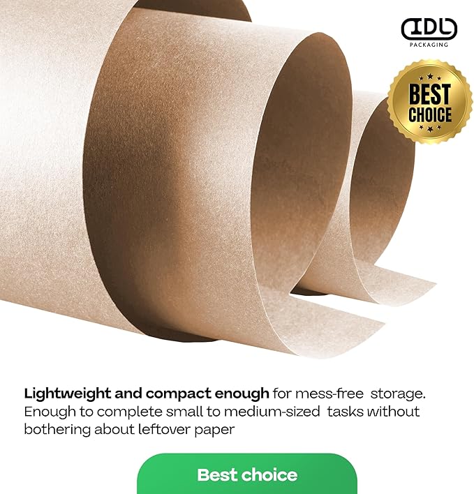 Brown Kraft Paper Roll 12" x 1200" (100 feet) with Cutter - USA-Made Wrapping Paper for Packing, Moving, Shipping & Crafts/Arts - 100% Recyclable Natural Craft Material by IDL Packaging