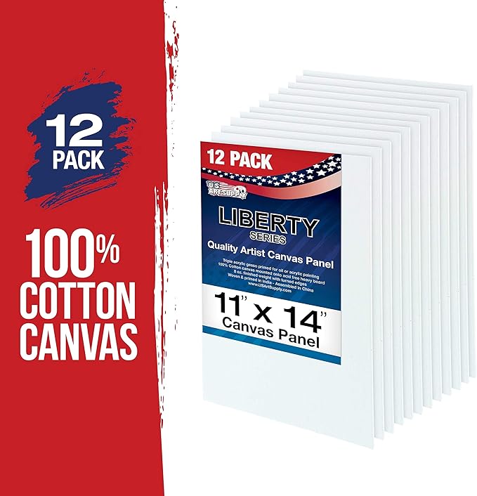 US Art Supply 11 X 14 inch Professional Artist Quality Acid Free Canvas Panels 12-Pack (1 Full Case of 12 Single Canvas Panels)
