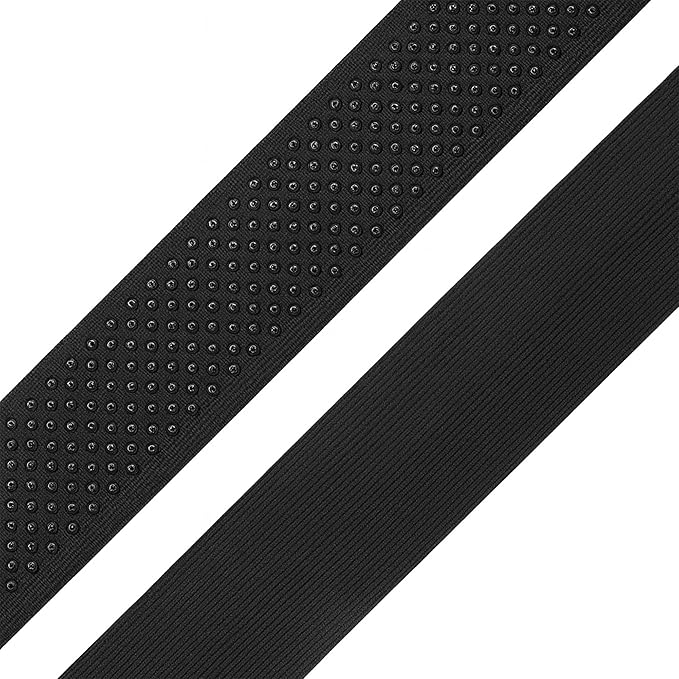 Mandala Crafts 3 Inch Elastic Silicone Gripper Tape for Clothing - 10 Yds Dotted Non Slip Elastic Band for Sewing - Black and White Silicone Flat Fabric Stretchy Ribbon Straps