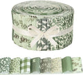 40 Pcs Sage Green Floral Cotton Jelly Fabric Strips Spring Sage Leaves Fabric Strips for Quilting Crafting Precut Patchwork for Gift Sewing DIY Crafts