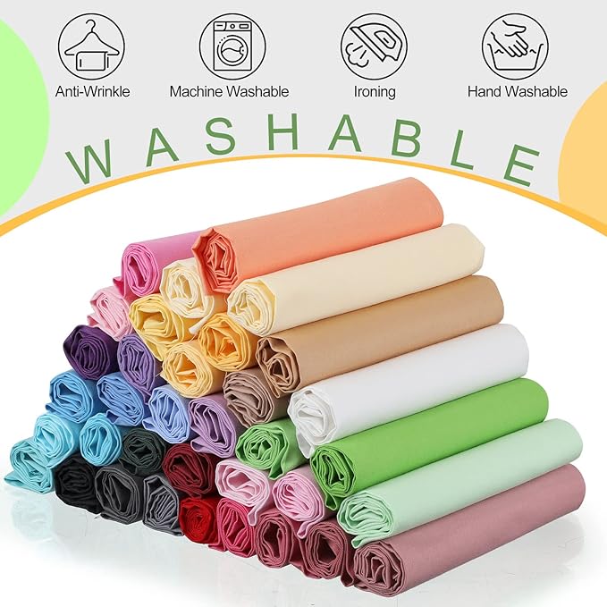 Buryeah 35 Pcs Solid Color Cotton Fabric 20 x 20 Inch (50cm x 50cm) Squares Quilting Patchwork Precut Fabric Bundles Multicolor Sewing Supplies for Beginners DIY Craft, Patchwork, Scrapbooking Cloth