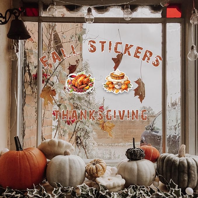 100 Pcs Thanksgiving Fall Stickers, Yellow Autumn Pumpkin Stickers for Teens Adults, Cottagecore Sticker Farm Sticker for Water Bottles Scrapbook Junk Journal Collage