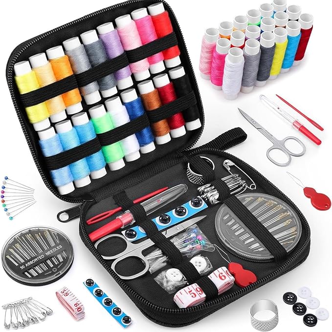 LPRTALK DIY Embroidery Stitch Collection, Portable All-in-One Embroidery Stitch Book & Sewing Kit，Embroidery Stitches with Free Tutorials and Sewing Tool Kit，Beginner-Friendly (86pcs)