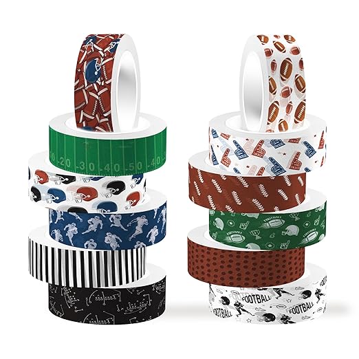 Football Washi Tape 12 Rolls Sport Rugby Washi Tape Masking Decorative Sport Washis Tape for DIY Craft Scrapbook Journaling Party Favor Supplies