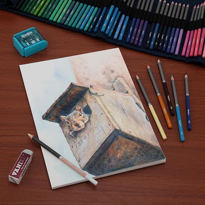 Cezanne 100% Cotton Colored Pencil Sketch Pad - 6x8, 20 Sheets, 122 lb. Fine-Tooth Paper, Art Supplies for Drawing Accessories, Supports Multiple Layers, Ideal for Graphite and Charcoal