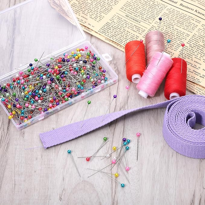 Straight Pins Sewing, 500 Pcs 1.5 Inch Metal Straight Pin with Colored Heads Ball Head Sewing Pins for Fabric Quilting Supplies for Dressmaker DIY Sew Craft Project Jewelry Decoration (Colorful)