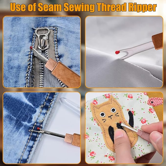 40 Pcs Big Eye Stainless Steel Hand Sewing Kit with Measuring Tape – Portable Needle and Thread Set with Thimbles & Threaders for Home, Travel & Emergency Repairs
