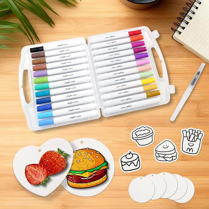 MoYueno 68 PCS Magic 3D Foam Texture Painting Kit, Puffy Paint Including 30 PCS Magic Foam Paper, 24 Colors Brush Tip Acrylic Paint Markers, 3 Soft-Tip Water Brush Pen, Magical Painting Kit