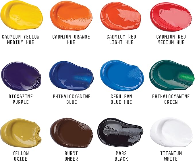Liquitex BASICS Acrylic Paint Set, 12 x 4ml (0.14-oz) Paint Strip Set