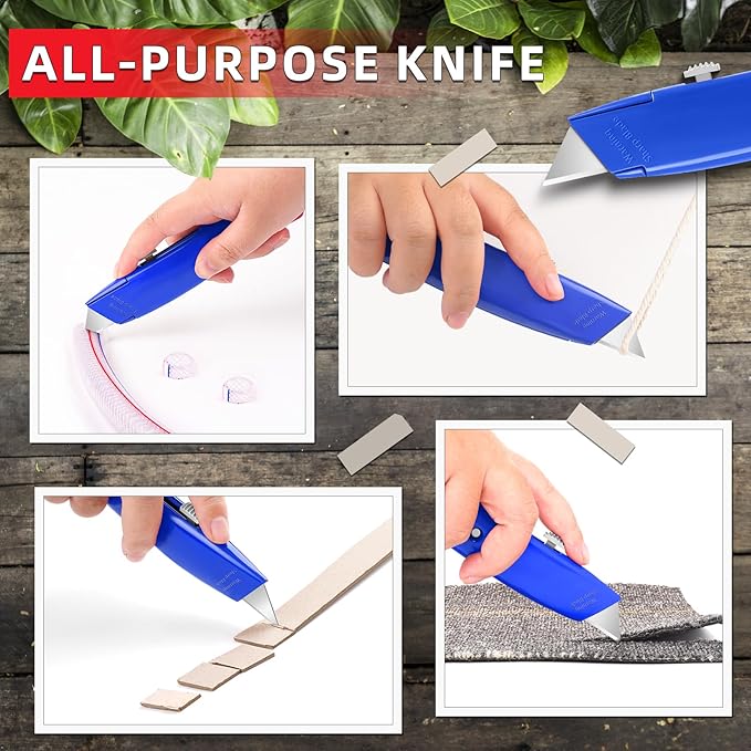 DIYSELF 30 Pack Box Cutter Heavy Duty Aluminium Shell Utility Knife | SK5 Steel Sharp Blade | Retractable Knife for Cutting Cartons Ropes and Cardboard | Home and Office Use, PVC Pipe Cutter (Blue)