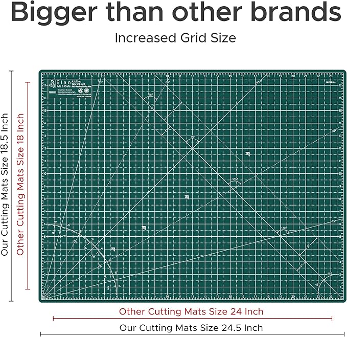 Elan Cutting Mat A2 Green, Self Healing Cutting Mat 18x24 Inch, 5-Ply Craft Board Green, Hobby Board for Crafts 18x24 Inch