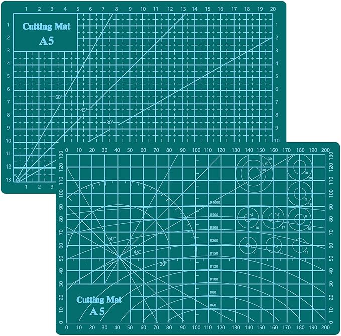 2 Pack Large Self Healing Cutting Mat Double-Sided for Sewing, Quilting - 6 x 8.8inch Rotary Cutting Mat Surface, Portable Craft Mat Ideal for Fabric, Paper, Scrapbooking(Green)