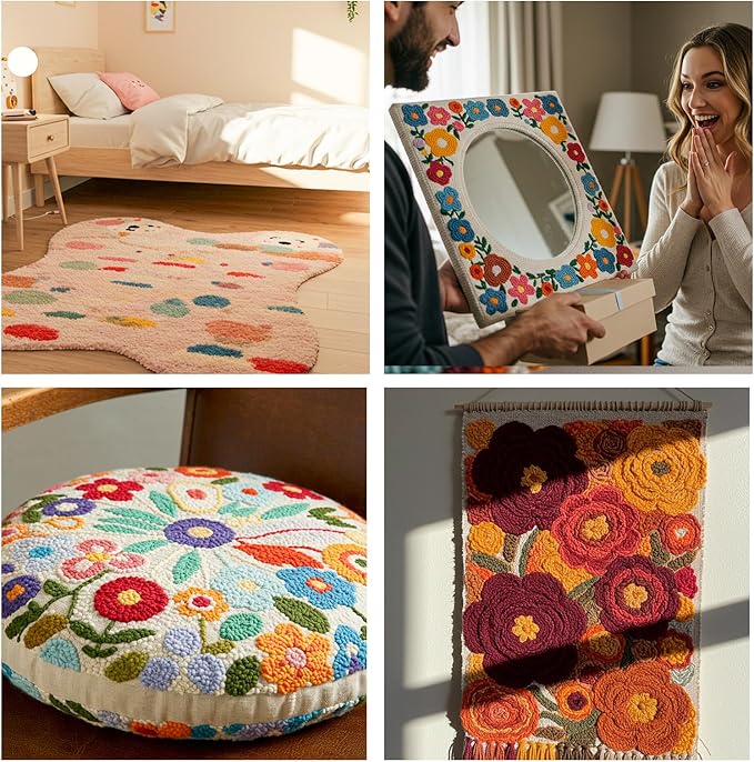 Pllieay 80" × 80" Large Overlocking Primary Tufting Cloth, Monks Cloth with Yellow Marked Lines, Punch Needle Fabric, Monks Clothes for Punch Needle, Tufting Guns and Carpet Punching