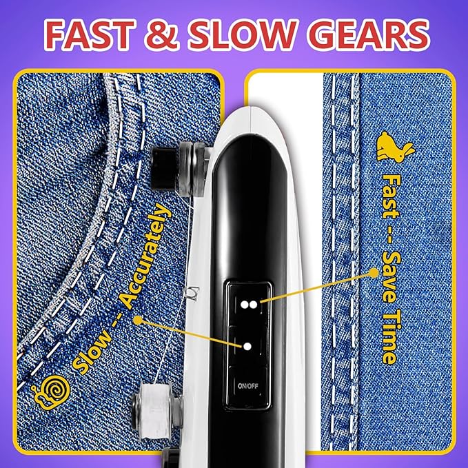 Handheld Sewing Machine Cordless – Portable Mini Handheld Sewer, Pocket Sewing Machine for Quick Repairs, Handy Stitch, Travel Stitch Sew Quick, Home & DIY Fabric (White-black)