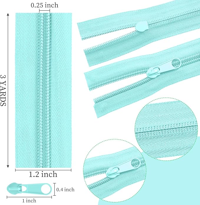 Syhood 36 Yards 12 Pieces #5 Sewing Zippers Tapes Assorted Nylon Lightweight with 120 Plastic Zipper Sliders for Women Men Sewing Supplies(Artsy Color)