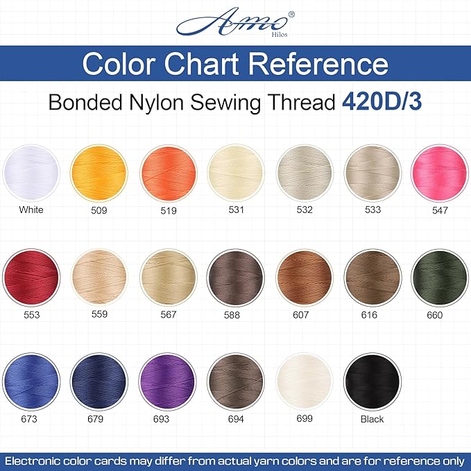 Heavy Duty Bonded Nylon 66 Sewing Thread 420D/3 T135#138 750 Yards for Canvas Furniture Upholstery Leather Goods Leather Footwear Outdoors(532, 420D/3)