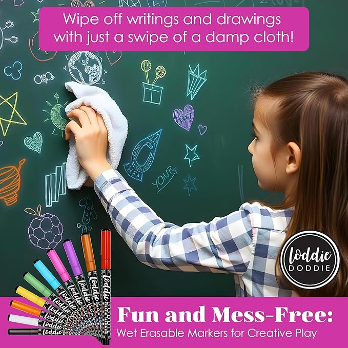 Loddie Doddie Fine Liquid Chalk Markers - Pack of 10, Earth Tones - Bold Blackboard Art with Chalkboard Pens - 1 mm Fine Tip for Chalkboard Markers - Multi-Surface with Chalk Paint