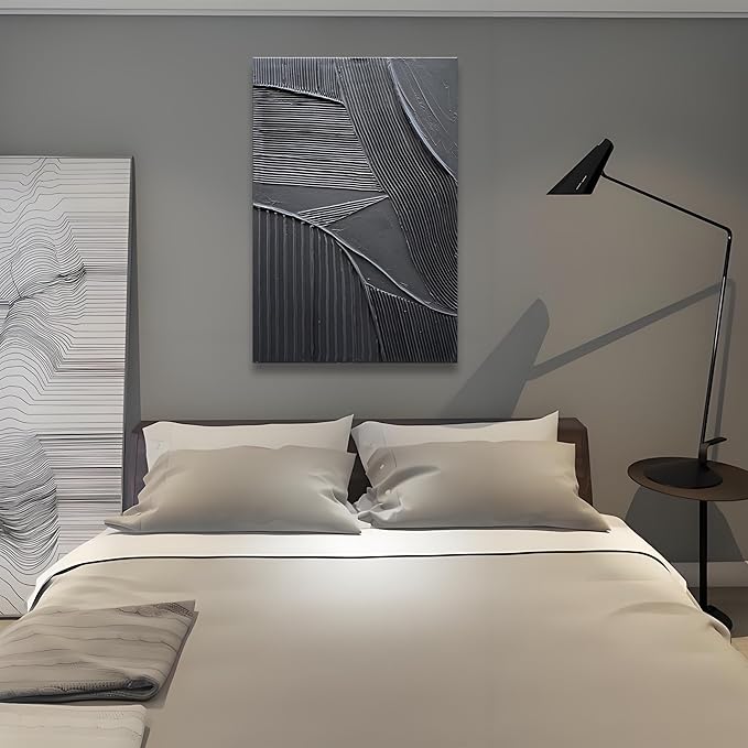 Art 36x24 inch Hand-Painted Pure Black Texture Oil Painting Modern Abstract Art Home Office Wall Decoration Painting