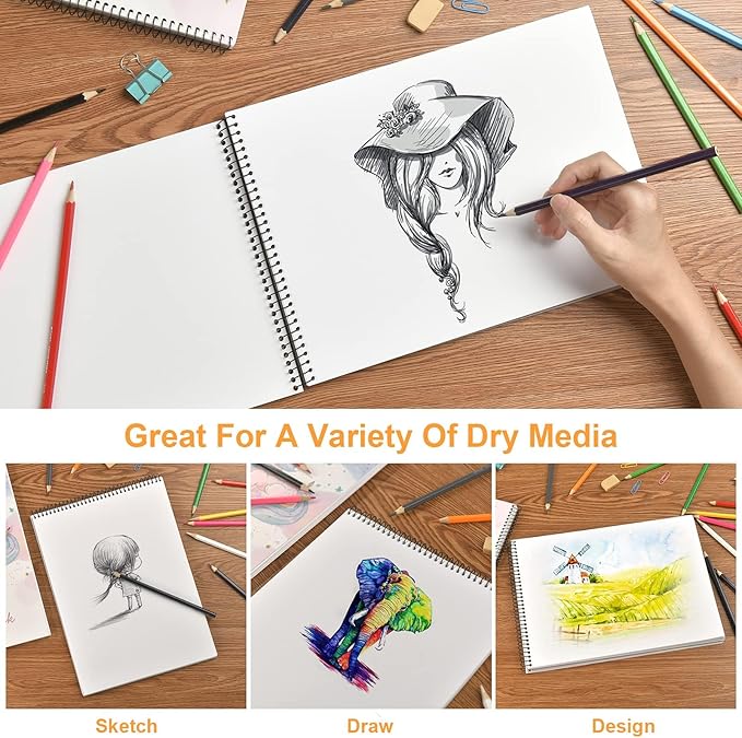 Sketchbook for Kids, Unicron Sketch Book for Girls and Artist Kids to Drawing and Sketching or Doodling, 8.5"x11", Spiral Bound Art Paper, Acid Free (110gsm)