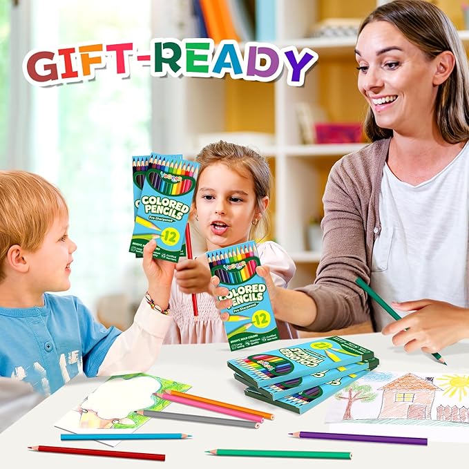 216 Count Colored Pencils Bulk, 12 Assorted Colors, 18 Packs Pre-sharpened Coloring Pencils Set for Kids and Adult, Teachers Essential Classroom Prizes, Back to School Supplies (18)