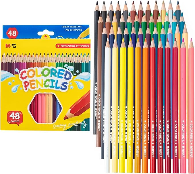 M&G 48 pcs Colored Pencils Set,Soft core color pencils for Adult Coloring Books, Christmas Stocking Stuffers for Adults Kids Artists Beginners, Coloring Drawing Sketching Pencils