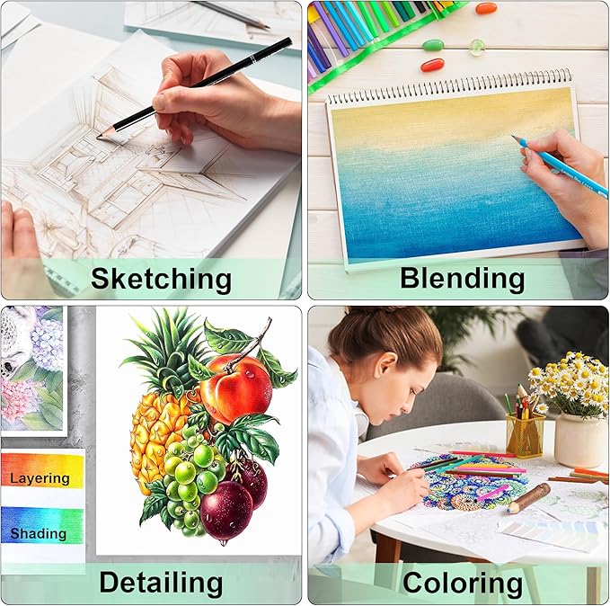 KALOUR 256 Colored Pencils Set for Adult Coloring,Soft Core Pencils for Drawing Blending Shading,Gift for Adults Artist Beginners